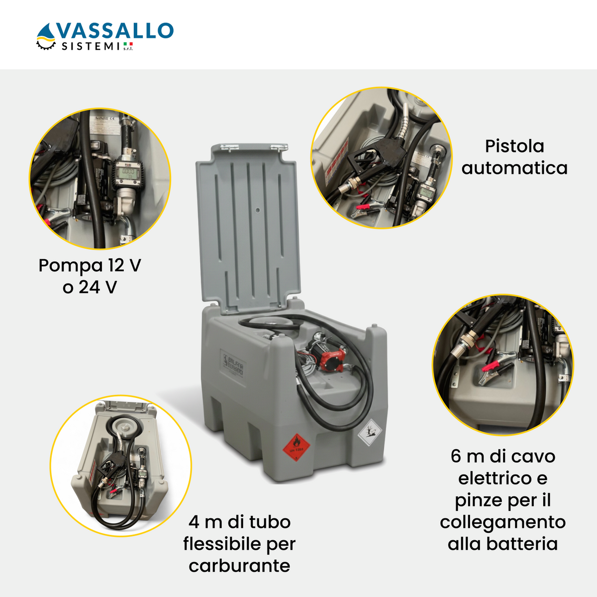 System Tank Diesel 220L - Pompe 12/24V | Vassallo Sistemi