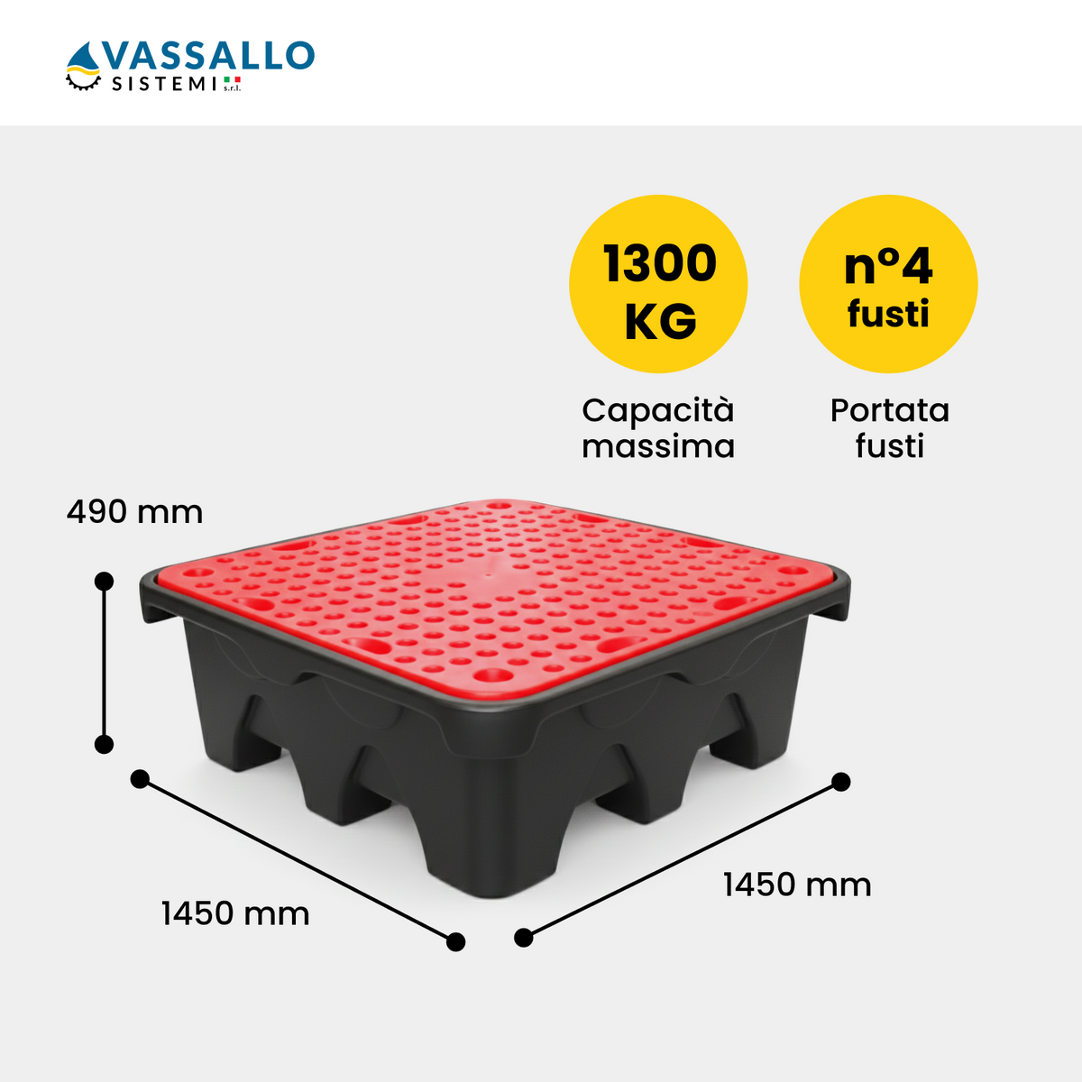 Bacs de rétention Vanguard - Capacité 120 L | Vassallo Sistemi