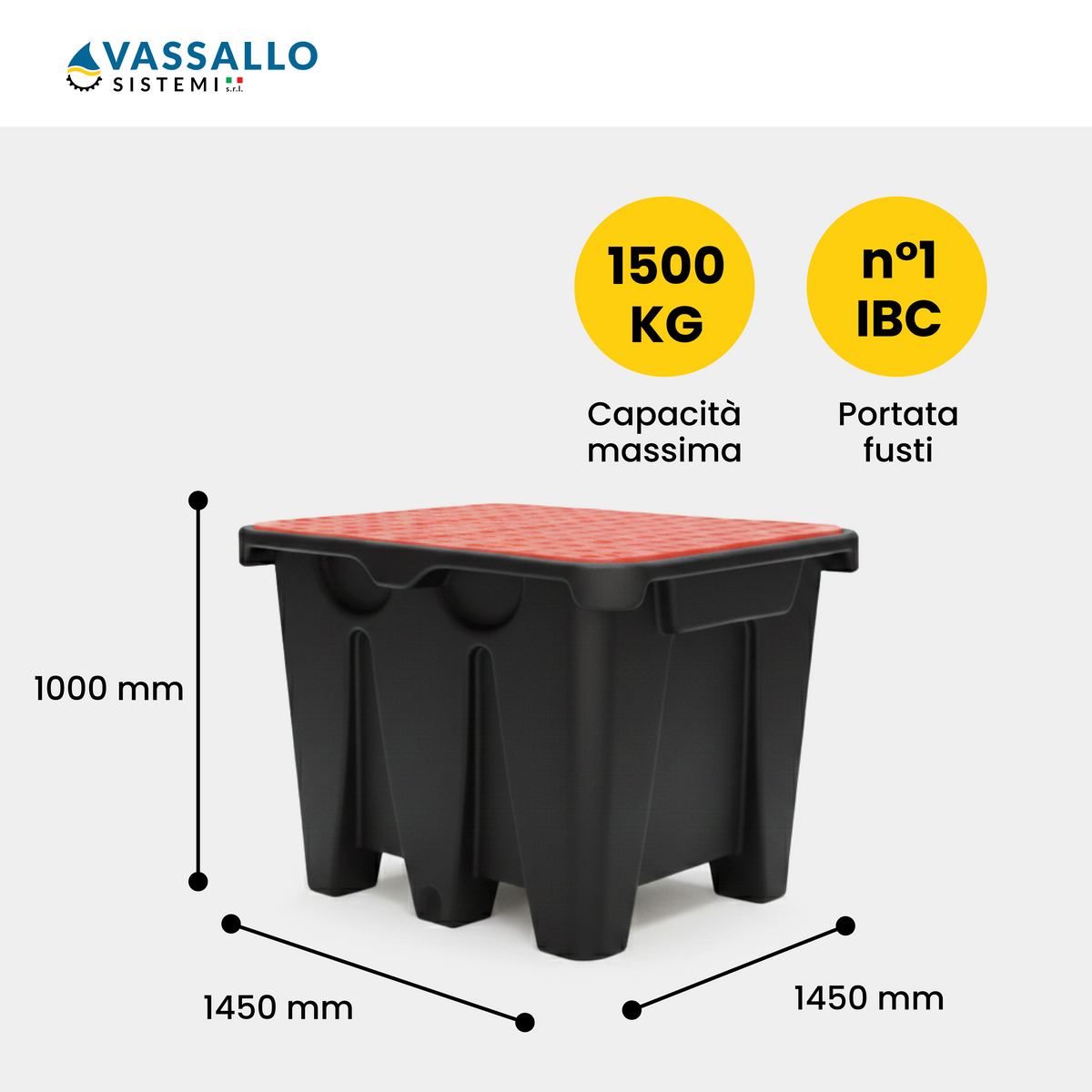 Bacs de rétention Vanguard - Capacité 120 L | Vassallo Sistemi
